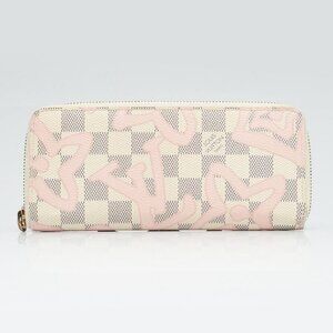 Louis Vuitton Damier Azur Tahitienne Rose Clemence Zippy Wallet